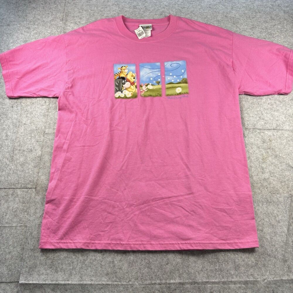 Vintage Deadstock Walt Disney World Winnie The Pooh Pink Tee T-Shirt XL NWT